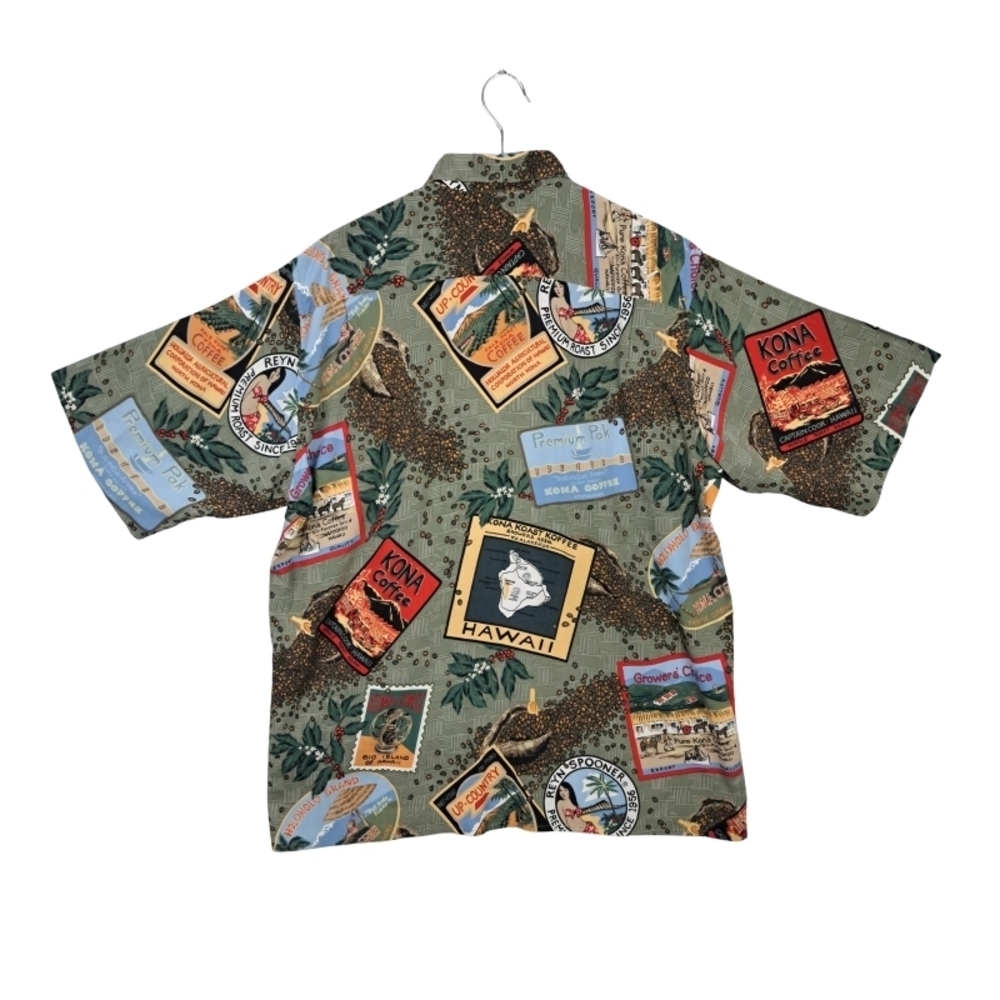 Vntg Reyn Spooner Men's M 90's Y2k Kona Coffee Hawaiian Aloha All Over Print - Picture 3 of 14
